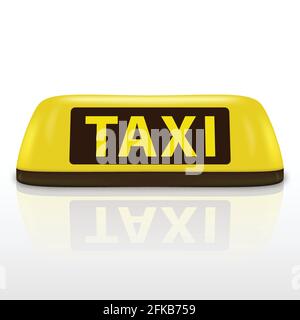gelbes 3d-Taxi-Dachschild. Wartungssymbol der Lampe isoliert Stock Vektor