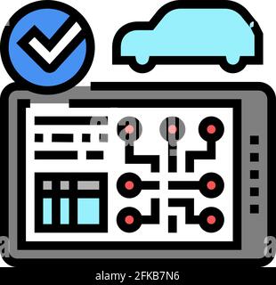 Testen Computer elektronische System Auto Farbe Symbol Vektor Illustration Stock Vektor