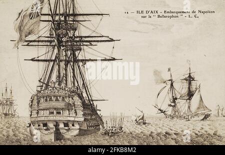 Napoleon I. an Bord der HMS Bellerophon. Juli 1815 Paris, Fondation Napoléon Stockfoto