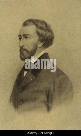 Alfred de Musset (1810-1857) EIN Schriftsteller, der 1833 eine romantische Affäre mit Georges Sand hatte. Er wurde 1852 zum Mitglied der Französischen Akademie gewählt. Foto aus dem Jahr 1851. Paris, Fondation Napoléon Stockfoto