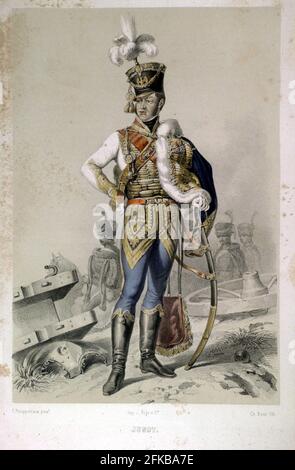 Jean-Andoche Junot, duc d' Abrantès. 1771-1813. Generalgouverneur von Portugal. Le siècle de Napoléon (das Zeitalter Napoleons). Gemälde von F.Philippoteaux. Lithographie von Ch. Bour. 1846. Stockfoto