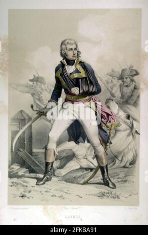 Jean Lannes (1769-1809), duc de Montebello, Marschall von Frankreich. Le siècle de Napoléon (das Zeitalter Napoleons) Gemälde von F. Philippoteaux. Litographie von Ch. Bour. 1846. Stockfoto