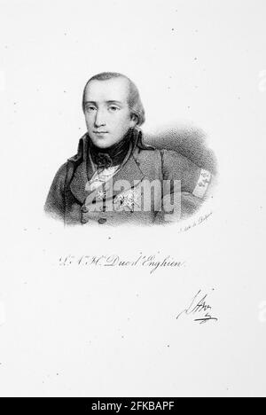 Louis Antoine Henri de Bourbon (1772-1804), Herzog von Enghien. Er wurde am 21. März 1804 im Chateau de Vincennes hingerichtet. Iconographie des contemporains depuis 1789 jusqu'à 1829, Tomé Premier, Paris, Delpech, 1833. Stockfoto