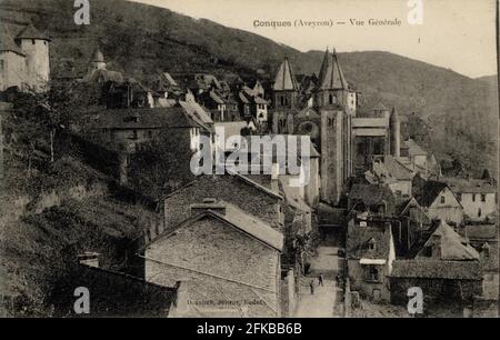 CONQUES. Französische Abteilung: 12 - Aveyron Postkarte Ende des 19. Jahrhunderts - Anfang des 20. Jahrhunderts Stockfoto