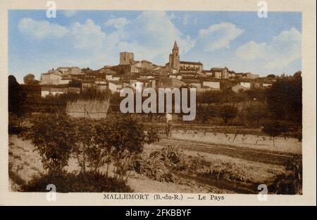 MALLEMORT. Französische Abteilung: 13 - Bouches-du-Rhône. Region: Provence-Alpes-Côte d'Azur. Postkarte Ende des 19. Jahrhunderts - Anfang des 20. Jahrhunderts Stockfoto