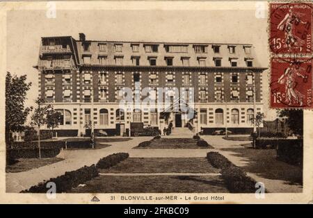 BLONVILLE-SUR-MER. Französische Abteilung: 14 - Calvados. Region: Normandie (ehemals Unterer Normandie). Postkarte Ende des 19. Jahrhunderts - Anfang des 20. Jahrhunderts Stockfoto