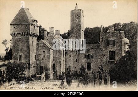 CREULLY. Französische Abteilung: 14 - Calvados. Region: Normandie (ehemals Unterer Normandie). Postkarte Ende des 19. Jahrhunderts - Anfang des 20. Jahrhunderts Stockfoto