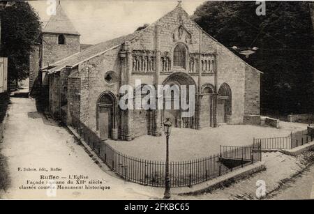 RUFFEC. Französische Abteilung: 16 - Charente. Region: Nouvelle-Aquitaine (ehemals Poitou-Charentes). Postkarte Ende des 19. Jahrhunderts - Anfang des 20. Jahrhunderts Stockfoto