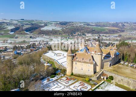 Schloss wie Gebäude in der kleinen Provinz von Frankreich, Europa. Stockfoto