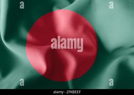 3D Rendering Illustration Flagge von Bangladesch. Winken auf dem textilen Hintergrund der Windfahne Stockfoto