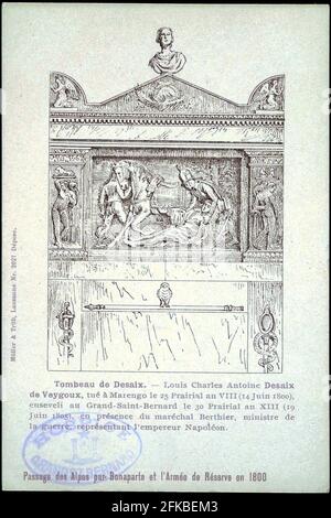 Grab des Generals Desaix, der in Marengo am 25. Praderal, dem VIII. Jahr (14. Juni 1800), in Anwesenheit von Marschall Berthier am 30. Praderal, dem XIII. Jahr (19. Juni 1805) begraben wurde. Schlacht von Marengo (1799-1800) Paris, Fondation Napoléon Stockfoto