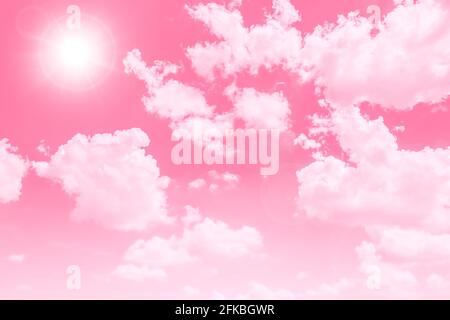 Schöne Sweet Sky Wolke rosa Liebe niedlichen Farbton für Hochzeitskarte Hintergrund. Stockfoto