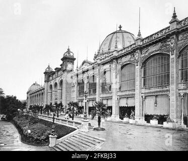 Exposition Universelle, Paris,1889 : die Terrasse des Palastes der Schönen Künste am CHAMP de Mars Stockfoto