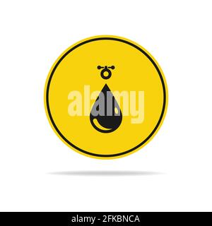 Rundes Wasserzeichen mit einem Tropfensymbol ist auf weißem Hintergrund isoliert. Flache Vektorgrafik, Folge 10. Stock Vektor