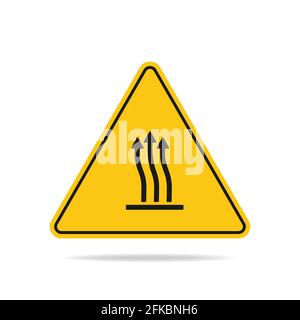 Das gelbe Warnschild mit einem Hitzesymbol ist auf weißem Hintergrund isoliert. Stock Vektor