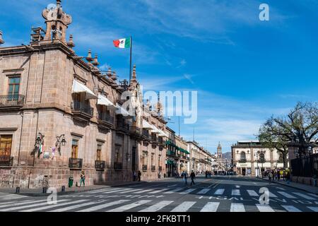 Plaza de las Armas, UNESCO-Weltkulturerbe, Morelia, Michoacan, Mexiko, Nordamerika Stockfoto