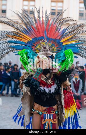 Tzotzil Tänzer, die für Touristen auftreten, San Cristobal de la Casas, Chiapas, Mexiko, Nordamerika Stockfoto