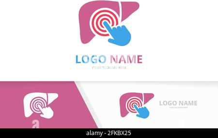 Vektor-Leber und Hand-Logo-Kombination. Einzigartige Design-Vorlage für Orgel und Cursor-Logos. Stock Vektor