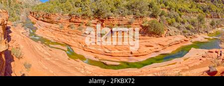 Clifftop Panorama von Oak Creek im Slide Rock State Park nördlich von Sedona, Arizona, Vereinigte Staaten von Amerika, Nordamerika Stockfoto