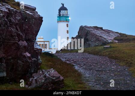 Eine Strecke, die zum Leuchtturm Rua Reidh führt, in der Nähe von Gairloch, Wester Ross, Schottland, Großbritannien, Europa Stockfoto