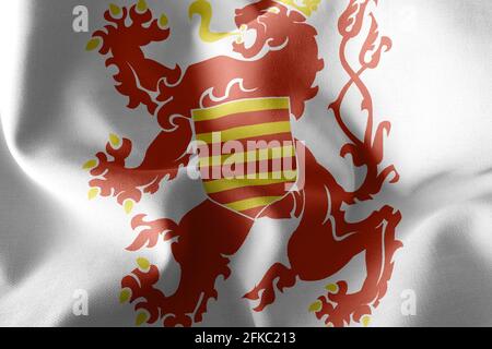 3D Illustration Flagge von Limburg ist eine Provinz von Belgien. Winken auf dem textilen Hintergrund der Windfahne Stockfoto