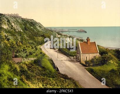 Lower Sandgate Road (jetzt Lower Leas Coastal Park), Folkestone, Kent um 1890-1900 Stockfoto