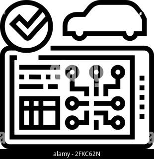 Test Computer elektronische System Auto Linie Symbol Vektor Illustration Stock Vektor