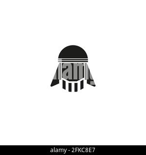 Bärtiger arabischer Mann in traditionellem muslimischen Hut. Avatar. Vektorsymbol Stock Vektor