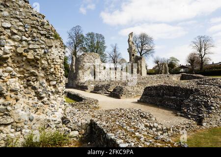 Die Priorei unserer Lieben Frau von Thetford, Ruinen des mittelalterlichen Cluniac Klosters, gegründet 12. Jahrhundert. Stockfoto