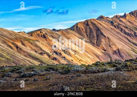 Gebirge im landmannalaugar-Gebiet Islands Stockfoto