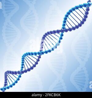 Kreatives metallisches DNA-Symbol. Blaues Farbbild, Schema des DNA-Moleküls. GVO-Logo-Konzept. Muster von Genen. Glänzende DNA-Kette. Isolierte abstrakte GRA Stock Vektor