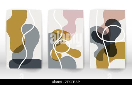 Moderne abstrakte Malerei. Abstrakte handgezeichnete Design-Elemente mit Aquarelleffekt. Moderner Kunstdruck. Modernes Design mit Doodle-Formen. Stock Vektor