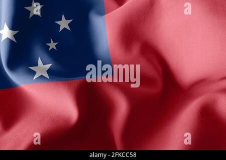 3D-Illustration Flagge von Samoa. Winken auf dem textilen Hintergrund der Windfahne Stockfoto