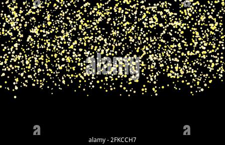 Herabfallendes Konfetti. Hintergrund mit goldenen Punkten. Goldfarbene Glitzerstruktur. Stock Vektor