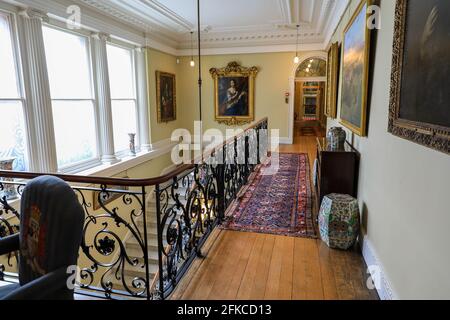 Die verzierte Treppe im Weston Park, Weston-under-Lizard, in der Nähe von Shifnal, Staffordshire, England, VEREINIGTES KÖNIGREICH. Stockfoto