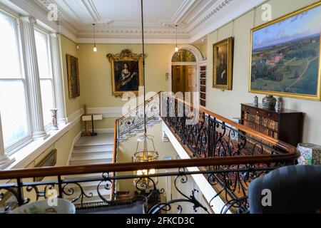 Die verzierte Treppe im Weston Park, Weston-under-Lizard, in der Nähe von Shifnal, Staffordshire, England, VEREINIGTES KÖNIGREICH. Stockfoto