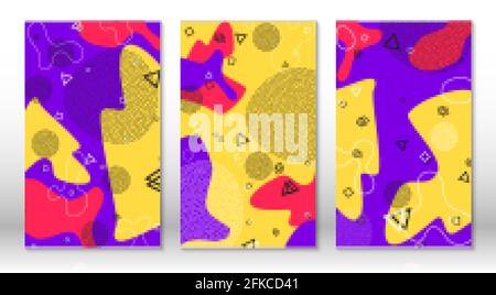 Satz von Doodle Spaß Muster. Hippster Stil der 80er bis 90er Jahre. Memphis Elements. Stock Vektor