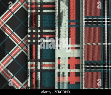 Set aus nahtlosem Tartan-Muster. Kariertes schottisches Karottenkariert. Streifendruck im schottischen Stil Stock Vektor