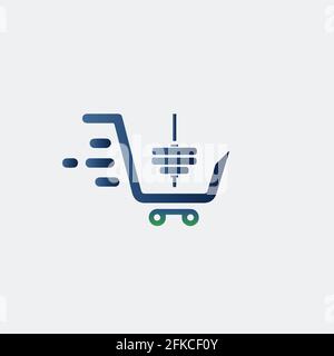E-Commerce-Geschäft mit Fitness-Hantel Symbol Vektor-Logo-Design Stock Vektor