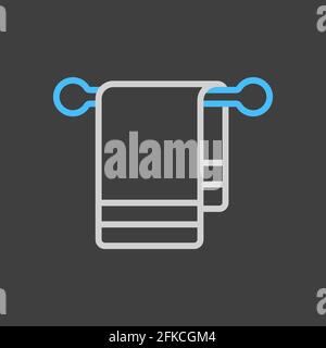 Handtuch im Hakenvektor-Symbol auf dunklem Hintergrund. Hotelschild. Graph-Symbol für Reise- und Tourismus-Website und Apps Design, Logo, App, UI Stock Vektor