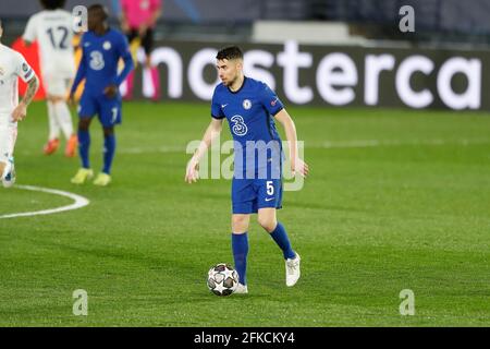 Madrid, Spanien. April 2021. Jorginha (Chelsea) Fußball/Fußball : UEFA Champions League Halbfinale 1. Beinspiel zwischen Real Madrid CF 1-1 Chelsea FC im Estadio Alfredo Di Stefano in Madrid, Spanien . Quelle: Mutsu Kawamori/AFLO/Alamy Live News Stockfoto