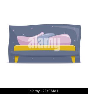 Bett mit Kissen und Matratze Vektor-Illlustration isoliert auf weiß Hintergrund Stock Vektor