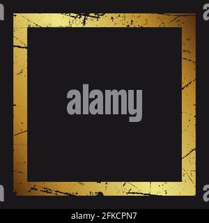 Goldrahmen. Schönes, einfaches goldenes Design. Dekorative Bordüre im Vintage-Stil, isoliert auf schwarzem Hintergrund. Vorlage für Ihr Design Stock Vektor