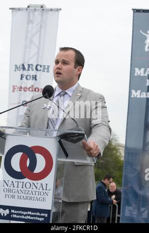 Washington, DC, USA. April 2021. Josh Duggar nimmt am 25. April 2014 an der Kundgebung zum Hochzeitsmarsch in Washington DC Teil. Quelle: Patsy Lynch/Media Punch/Alamy Live News Stockfoto