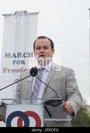 Washington, DC, USA. April 2021. Josh Duggar nimmt am 25. April 2014 an der Kundgebung zum Hochzeitsmarsch in Washington DC Teil. Quelle: Patsy Lynch/Media Punch/Alamy Live News Stockfoto