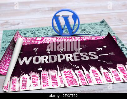 WordPress; WordPress-Konzept im Hintergrund Stockfoto