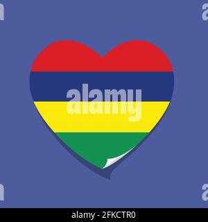 Ich liebe Mauritius Flagge Herz Vektor Illustration Stock Vektor