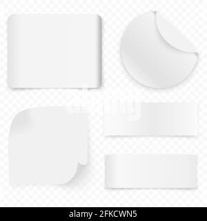 Set von weißen realistischen Verkauf Papier Banner oder Aufkleber Vorlage Für Ihr Design Stock Vektor