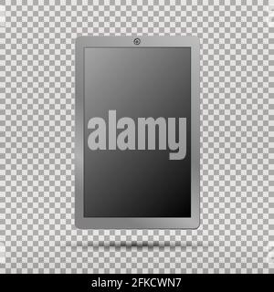 Realistischer Tablet-pc-Computer mit leerem Bildschirm auf transparentem Hintergrund. Vorlage für Ihr Design Stock Vektor