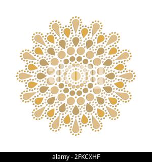 Monochrome Dot-Malerei trifft auf Mandalas. Aborigines Stil der Punktmalerei und Kraft des Mandalas. Dekorative Blume Stock Vektor